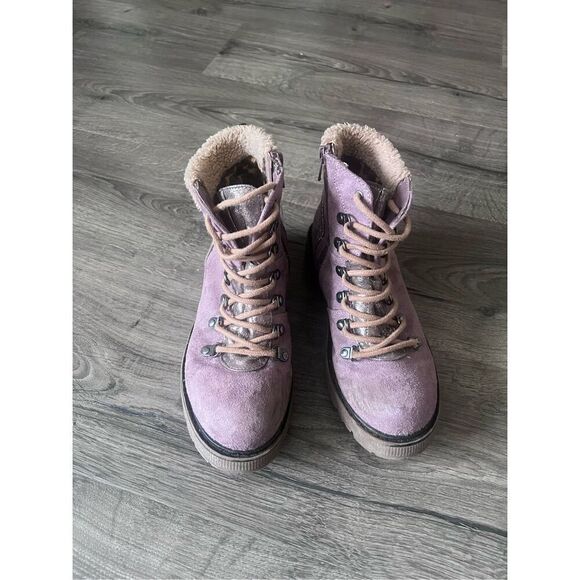 Steve Madden Kids' Combat  Boot with Faux Fur Collar size 3 big girl - Picture 2 of 7